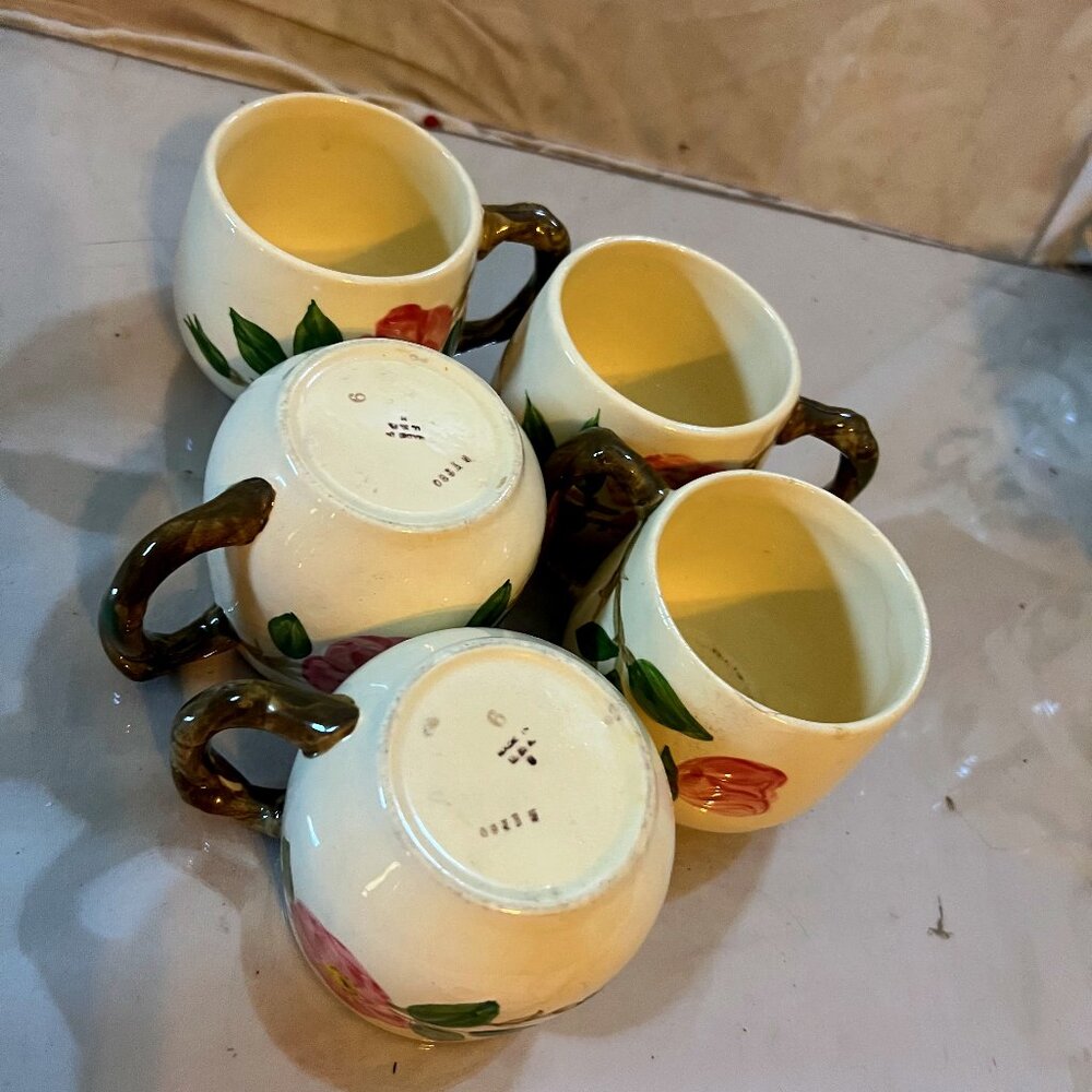 Vintage Set of 5 Franciscan Desert Rose Coffee Mugs – Made in USA
